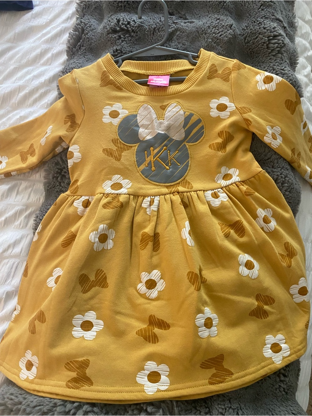 Disney Girls Dress 3T Monogrammed IKK Yellow Bows and flowers